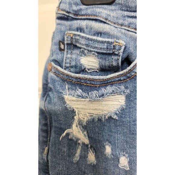 Judy Blue Womens Distressed Denim Asymmetric Frayed Hem Skirt-Style Shorts Size - Picture 7 of 8